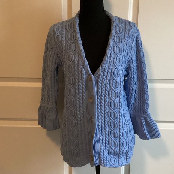 J. Jill Sweaters - J. Jill Sky Blue Cable Knit Cardigan Size Medium